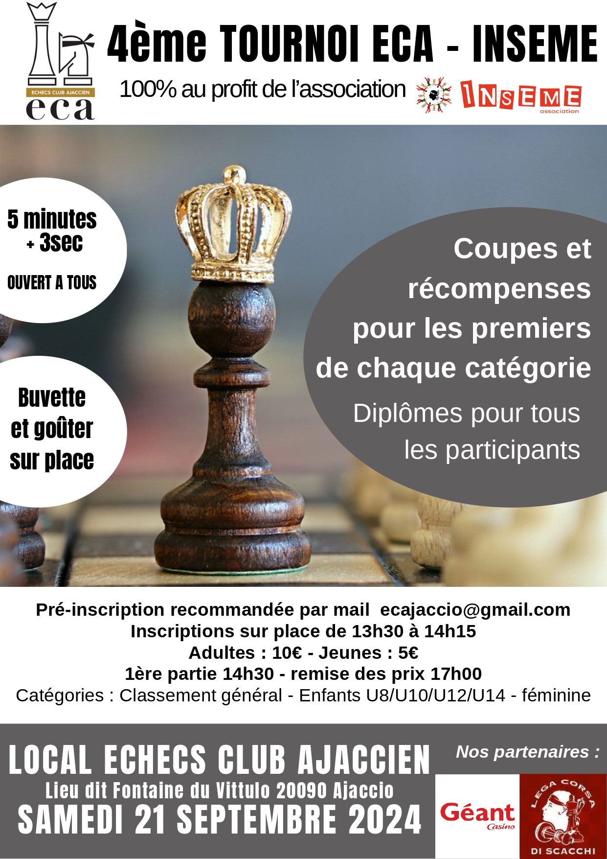 Échecs et solidarité : L’ECA se mobilise pour INSEME