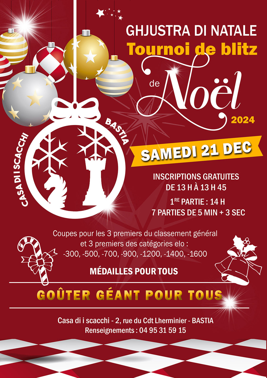 Tournoi de blitz de Noel du Corsica Chess Club - 21/12/2024