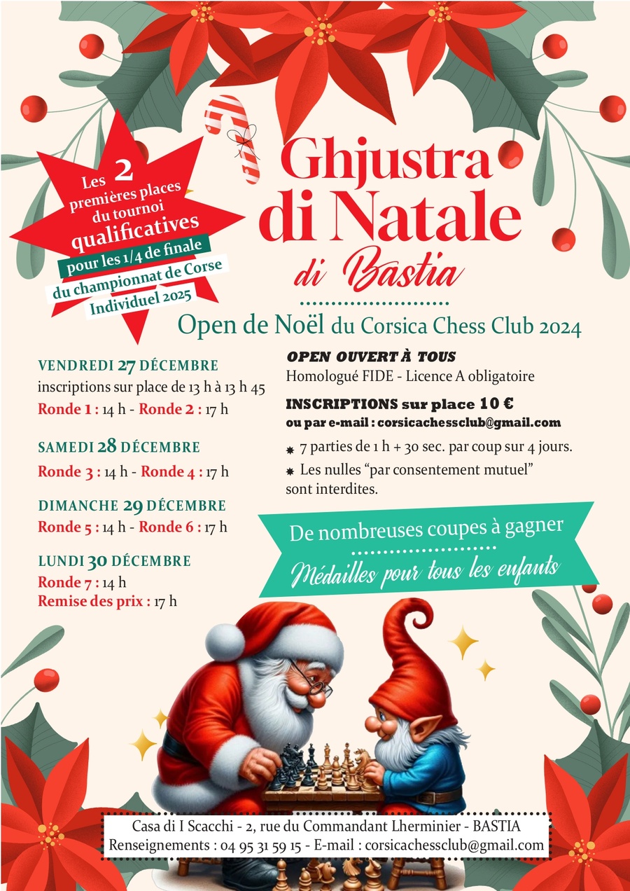 L'Open de Noël du Corsica Chess Club : Jean-Michel Bigonnet vainqueur !